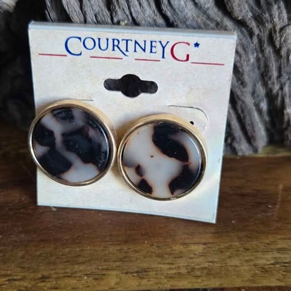 Courtney G Faux Tortoiseshell Round Clip-On Earrings | Gold Tone | New on Card